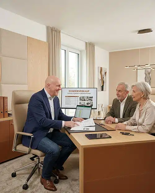 Alexander Schmidt berät Kunden am Schreibtisch Alexander Schmidt berät Kunden am Schreibtisch